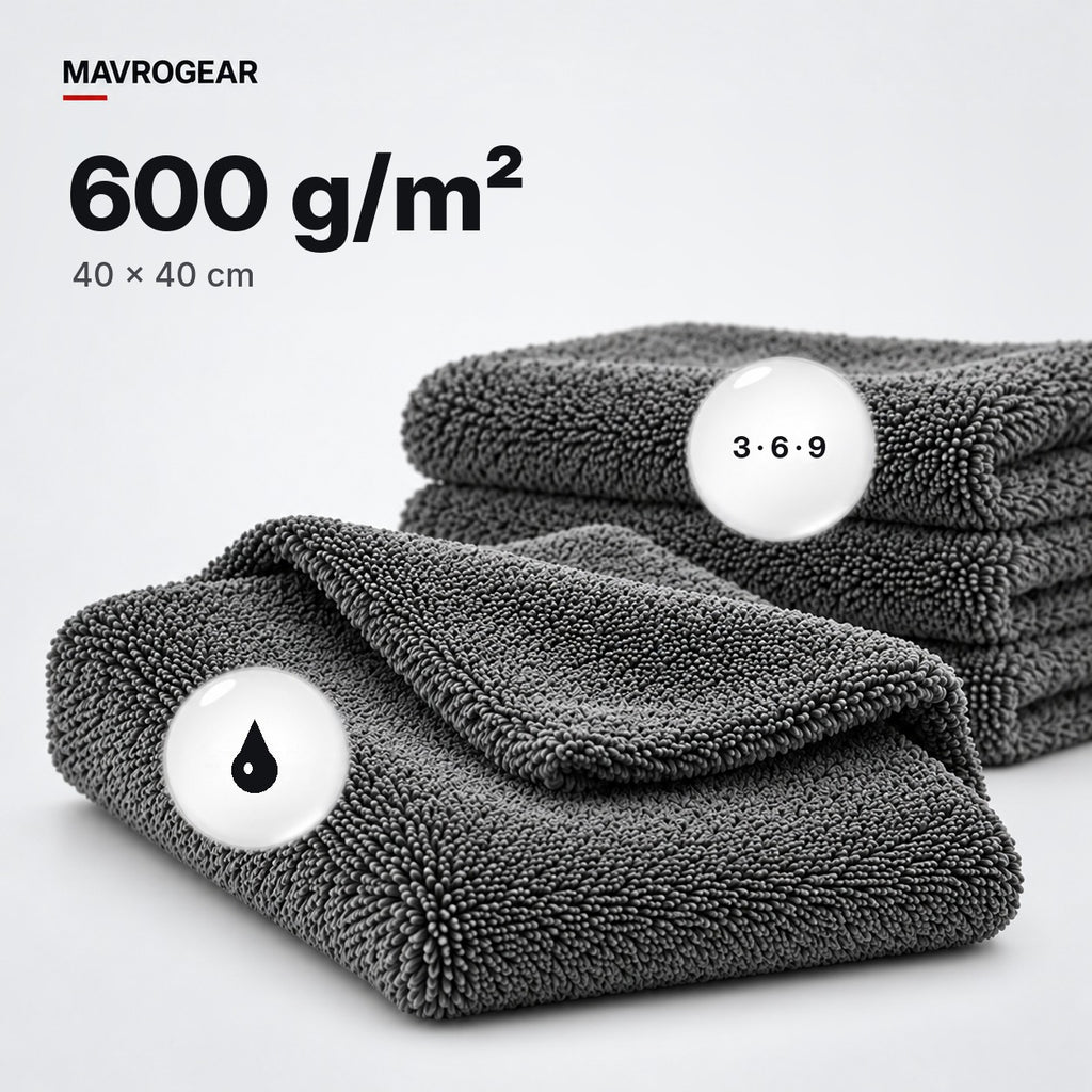 Serviettes microfibre 600 g/m² pour voiture